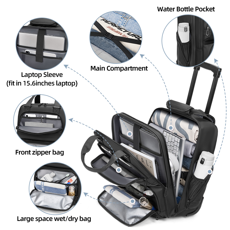 Travel Trolley Business Backpa - Foldable Rolling Luggage Bag review and price