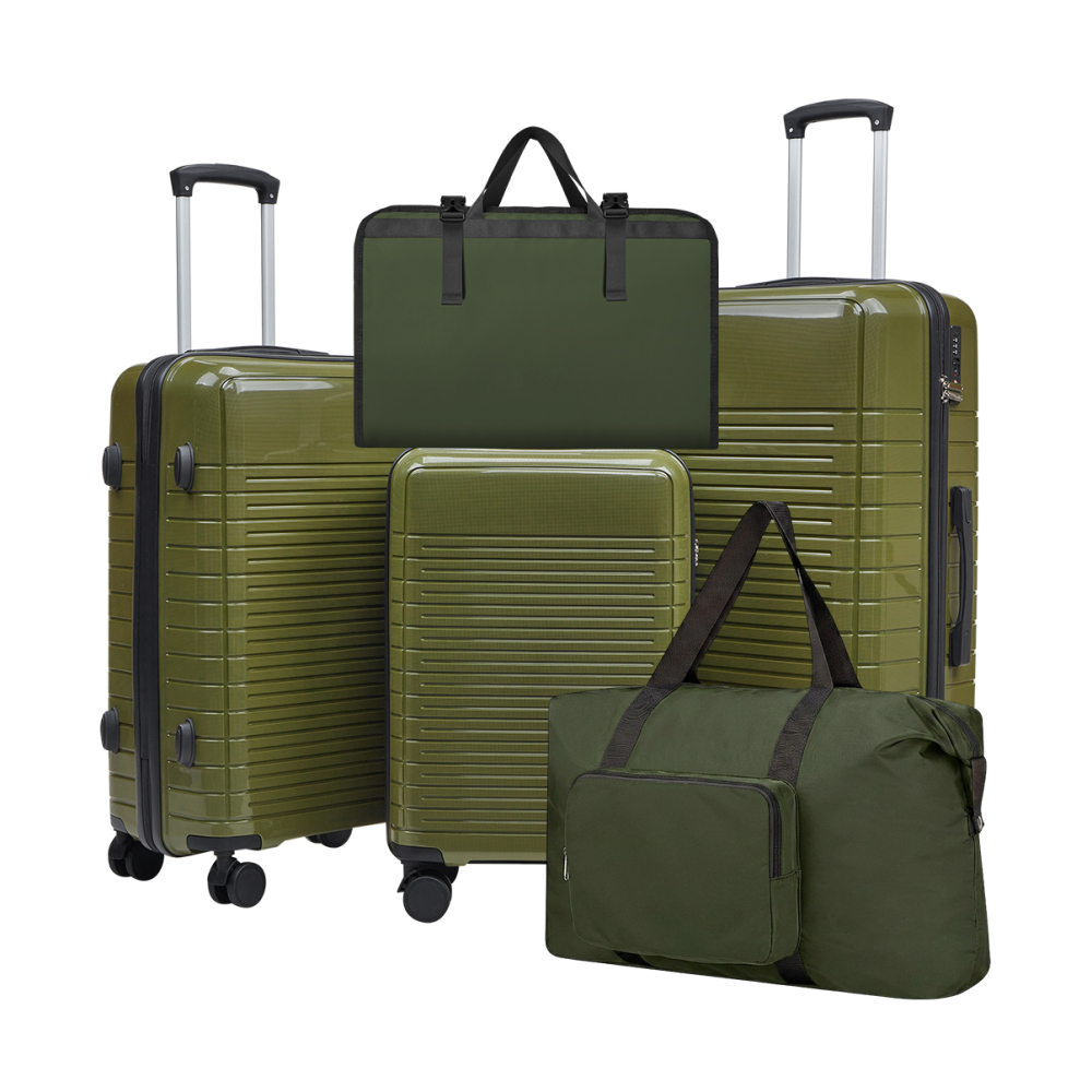 5 Piece PP Hard Shell Luggage  - Foldable Rolling Luggage Bag review and price